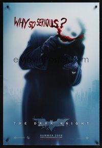 2b145 DARK KNIGHT teaser DS 1sh '08 Heath Ledger as the Joker, why so serious?