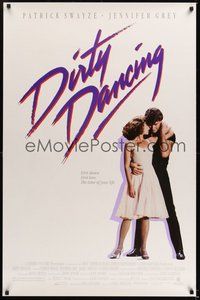 2b023 DIRTY DANCING 1sh '87 classic image of Patrick Swayze & Jennifer Grey in sexy embrace!
