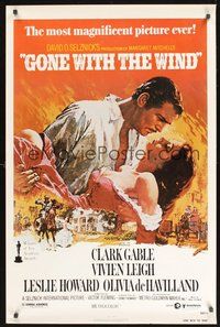 2b037 GONE WITH THE WIND 1sh R80 Clark Gable, Vivien Leigh, Terpning art, all-time classic!