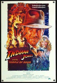 2b172 INDIANA JONES & THE TEMPLE OF DOOM 1sh '84 art of Harrison Ford & Kate Capshaw by Struzan!