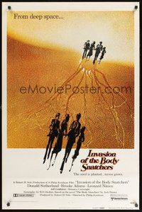 2b050 INVASION OF THE BODY SNATCHERS advance 1sh '78 Kaufman classic remake, creepy art!