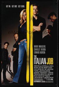 2b176 ITALIAN JOB advance DS 1sh '03 Mark Wahlberg, sexy full-length Charlize Theron!