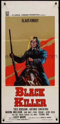 2b270 BLACK KILLER Italian locandina '71 art of wanted Klaus Kinski on horseback!