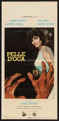 2b332 HIGHWAY PICKUP Italian locandina '64 Julien Duvivier, art of pretty Catherine Rouvel with gun!