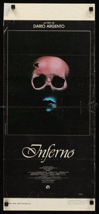2b340 INFERNO Italian locandina '80 Dario Argento horror, cool skull & bleeding mouth image!