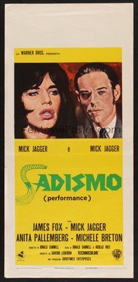 2b375 PERFORMANCE Italian locandina '71 directed by Nicolas Roeg, Nistri art of Mick Jagger!