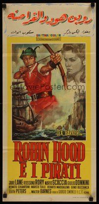 2b384 ROBIN HOOD & THE PIRATES Italian locandina '61 art of Lex Barker in title role!