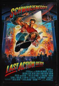2b183 LAST ACTION HERO 1sh '93 cool artwork of Arnold Schwarzenegger by Morgan!