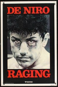 2b069 RAGING BULL teaser 1sh '80 Martin Scorsese, classic close up boxing image of Robert De Niro!