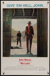 2b001 RIO LOBO 1sh '71 Howard Hawks, Give 'em Hell, John Wayne, great cowboy image!