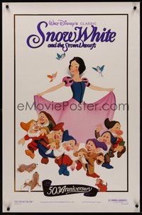 2b082 SNOW WHITE & THE SEVEN DWARFS 1sh R87 Walt Disney animated cartoon fantasy classic!