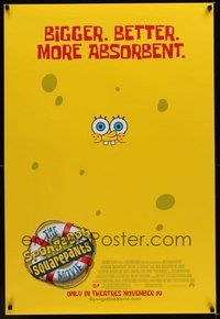 2b223 SPONGEBOB SQUAREPANTS MOVIE advance DS 1sh '04 great poster image of Spongebob!