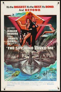 2b085 SPY WHO LOVED ME 1sh '77 great art of Roger Moore as James Bond 007 by Bob Peak!