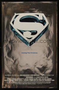 2b229 SUPERMAN foil advance 1sh '78 comic book hero Christopher Reeve, Gene Hackman