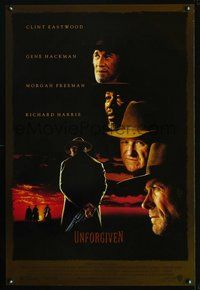2b244 UNFORGIVEN DS 1sh '92 gunslinger Clint Eastwood, Morgan Freeman, Gene Hackman!