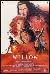 2b251 WILLOW 1sh '88 George Lucas & Ron Howard directed, art of Kilmer & sexy Joanne Whalley!