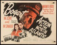 2c008 ACTION IN THE NORTH ATLANTIC style A 1/2sh '43 Humphrey Bogart + sexy Julie Bishop!