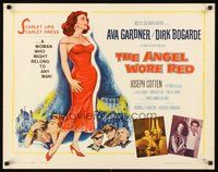 2c020 ANGEL WORE RED style B 1/2sh '60 Dirk Bogarde, great art of sexy full-length Ava Gardner!