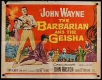 2c035 BARBARIAN & THE GEISHA 1/2sh '58 John Huston, art of John Wayne with torch & Eiko Ando!