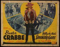 2c044 BILLY THE KID'S SMOKING GUNS 1/2sh '42 Buster Crabbe in fancy western duds w/smoking pistols!