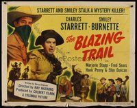 2c049 BLAZING TRAIL 1/2sh '49 close up of Charles Starrett as The Durango Kid & Smiley Burnette!