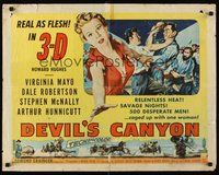 2c094 DEVIL'S CANYON 1/2sh '53 artwork of sexy 3-D Virginia Mayo, Dale Robertson!