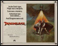 2c104 DRAGONSLAYER 1/2sh '81 cool Jeff Jones fantasy artwork of Peter MacNicol w/spear, dragon!
