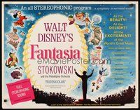 2c119 FANTASIA 1/2sh R63 great image of Mickey Mouse & others, Disney musical cartoon classic!