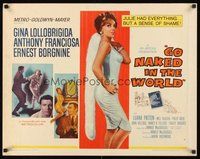 2c141 GO NAKED IN THE WORLD style A 1/2sh '61 super sexy full-length Gina Lollobrigida, Franciosa!