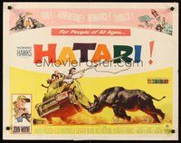 2c161 HATARI 1/2sh '62 Howard Hawks, great artwork images of John Wayne in Africa!