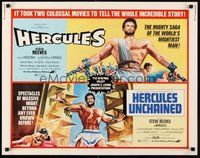 2c164 HERCULES/HERCULES UNCHAINED 1/2sh '73 world's mightiest man Steve Reeves double-bill!