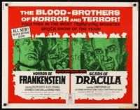 2c173 HORROR OF FRANKENSTEIN/SCARS OF DRACULA 1/2sh '71 double-bill, brothers of horror & terror!