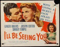 2c186 I'LL BE SEEING YOU 1/2sh R56 close-up image of Ginger Rogers, Joseph Cotten & Shirley Temple!