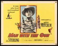 2c262 MAN WITH THE GUN style A 1/2sh '55 Robert Mitchum as a man who lived and breathed violence!