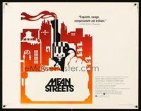 2c267 MEAN STREETS 1/2sh '73 Robert De Niro, Martin Scorsese, cool artwork of hand holding gun!