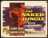 2c293 NAKED JUNGLE 1/2sh '54 romantic close up of Charlton Heston & Eleanor Parker, George Pal!