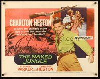 2c294 NAKED JUNGLE 1/2sh R60 huge image of Charlton Heston with rifle, Eleanor Parker, George Pal!