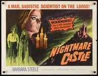 2c301 NIGHTMARE CASTLE 1/2sh '66 Gli Amanti d'Oltretomba, Barbara Steele, cool sexy horror art!