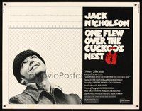 2c305 ONE FLEW OVER THE CUCKOO'S NEST 1/2sh '75 great c/u of Jack Nicholson, Milos Forman classic!