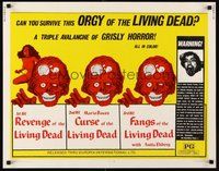 2c308 ORGY OF THE LIVING DEAD 1/2sh '72 triple avalanche of grisly horror, cool Ormsby zombie art!