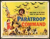 2c315 PARATROOP COMMAND 1/2sh '59 AIP, WWII sky-diving, cool art of soldiers & sexy Carolyn Hughes!