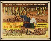 2c320 PILLARS OF THE SKY style A 1/2sh '56 art of soldier Jeff Chandler & pretty Dorothy Malone!