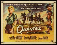 2c332 QUANTEZ 1/2sh '57 artwork of Fred MacMurray & sexy Dorothy Malone with torn shirt!