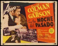 2c334 RANDOM HARVEST Spanish/U.S. 1/2sh '47 wonderful close-up of Ronald Colman & Greer Garson!