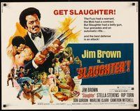 2c374 SLAUGHTER 1/2sh '72 AIP, G. Akimoto art of shotgun-blasting Jim Brown & sexy Stella Stevens!