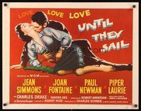 2c472 UNTIL THEY SAIL style A 1/2sh '57 great romantic art of Paul Newman & pretty Jean Simmons!