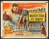 2c491 WAR ARROW style B 1/2sh '54 Sherman, Maureen O'Hara & Jeff Chandler fight Native Americans!