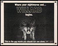 2c512 WILLARD 1/2sh '71 creepy art of rat, the one movie you should not see alone!