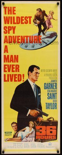 2d009 36 HOURS insert '65 James Garner with gun, sexy Eva Marie Saint, Rod Taylor