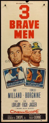 2d004 3 BRAVE MEN insert '57 Ray Milland, Ernest Borgnine, Frank Lovejoy, Nina Foch
